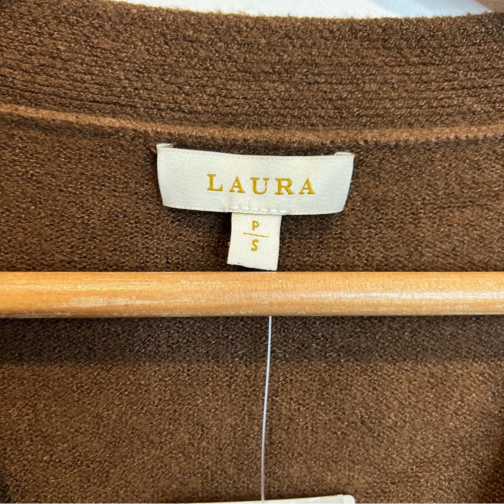 Laura Knitted Cardigan Sweater Lace Detail Coffee Brown - Picture 9 of 12